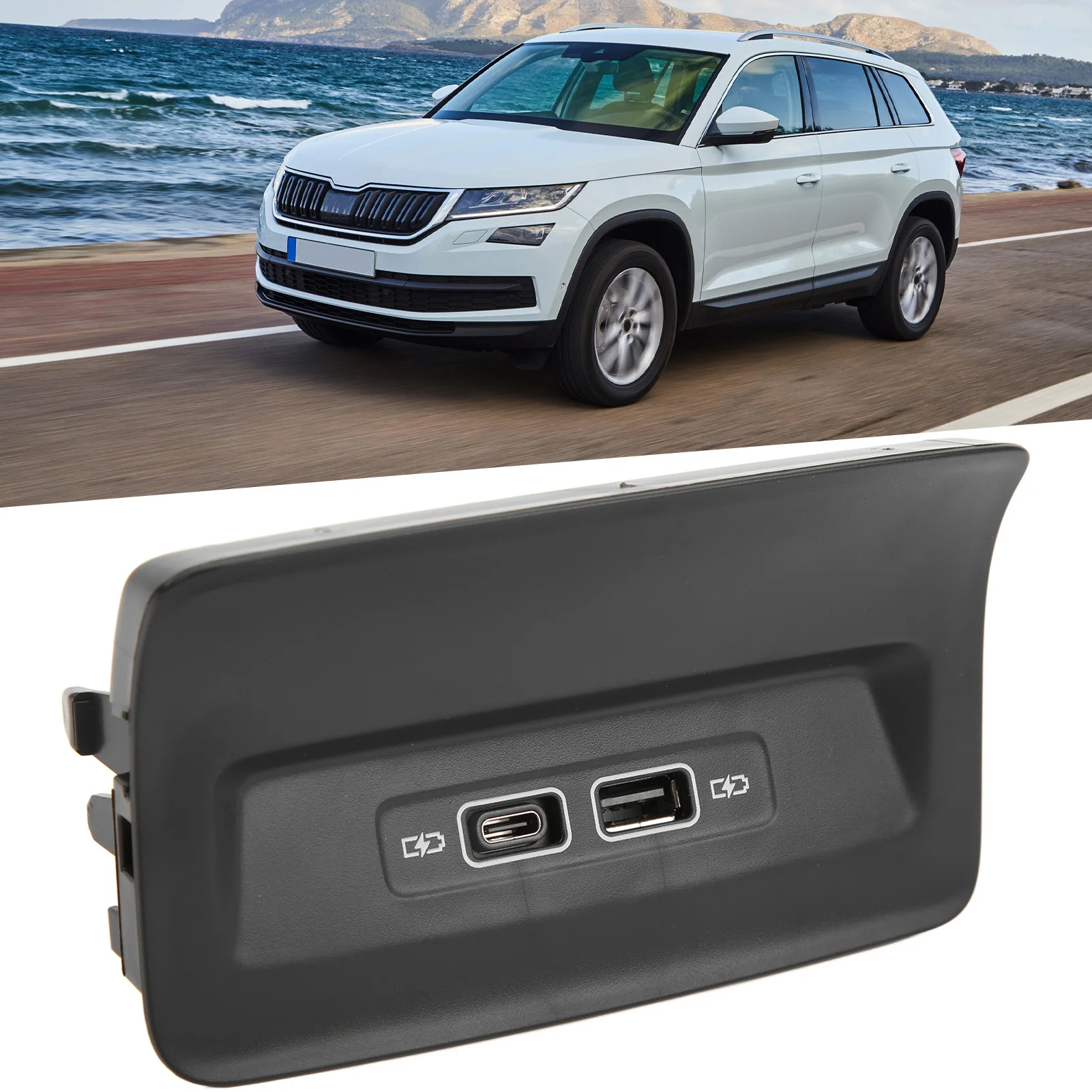 

1J0919321 3GB035954 56G863365 Black Rear Seat USB Port Socket 5QD035726L Replacement for 2017+ 8K0973754