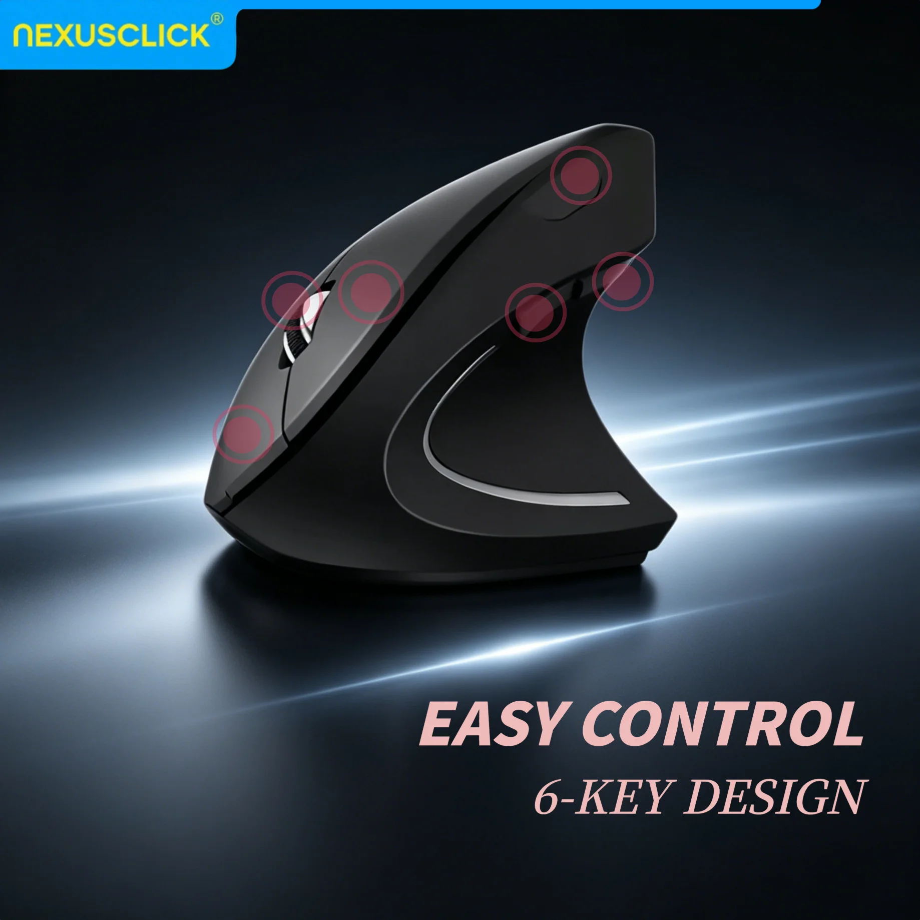 NexusClick Vertical Mouse Ergonomic 2.4G Wireless Optical Mice 3 Adjustable DPI 6 Buttons Mouse for Laptop Computer Office Gamer image 6