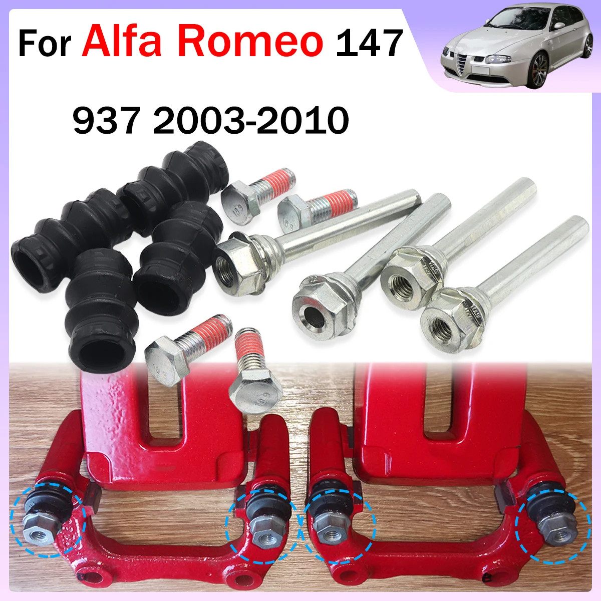 

Brake Caliper Cylinder Slider Guide Pin For Disc Housing Bolts Rubber Bushing Boot Seal Repair Kit For Alfa Romeo 147 937 03-10