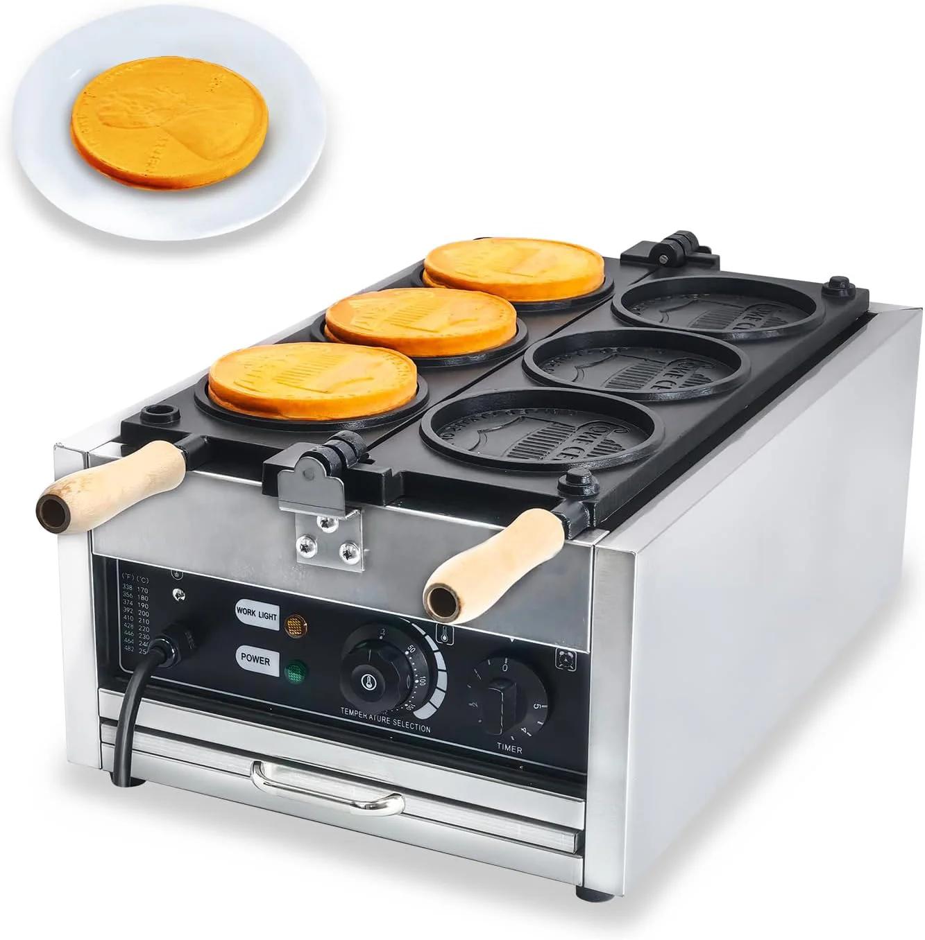 

Commercial American Coin Waffle Maker Snack Machines Coin Waffle Machine Halloween Waffle Making Machine