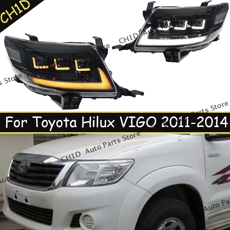 

Автозапчасти для Toyota Hilux VIGO 2011-2014, фары, светодиодные указатели поворота, дальний свет, линза проектора «ангельский глаз», ближний свет, ближний свет