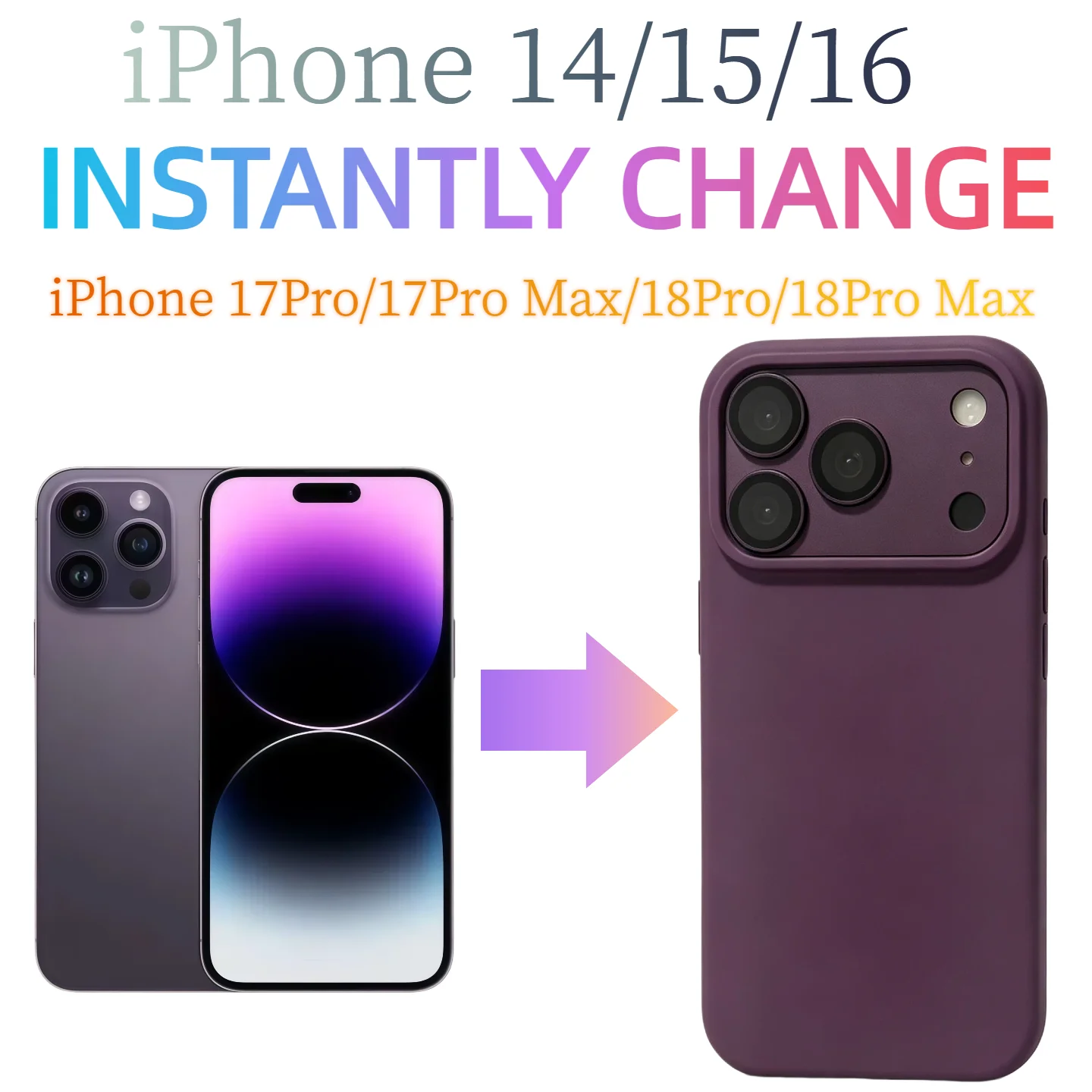 Für iPhone 14 15 16 Pro Max Hülle Sofortiger Wechsel zu iPhone 17 18 Pro/Pro Max mit Kameraschutz