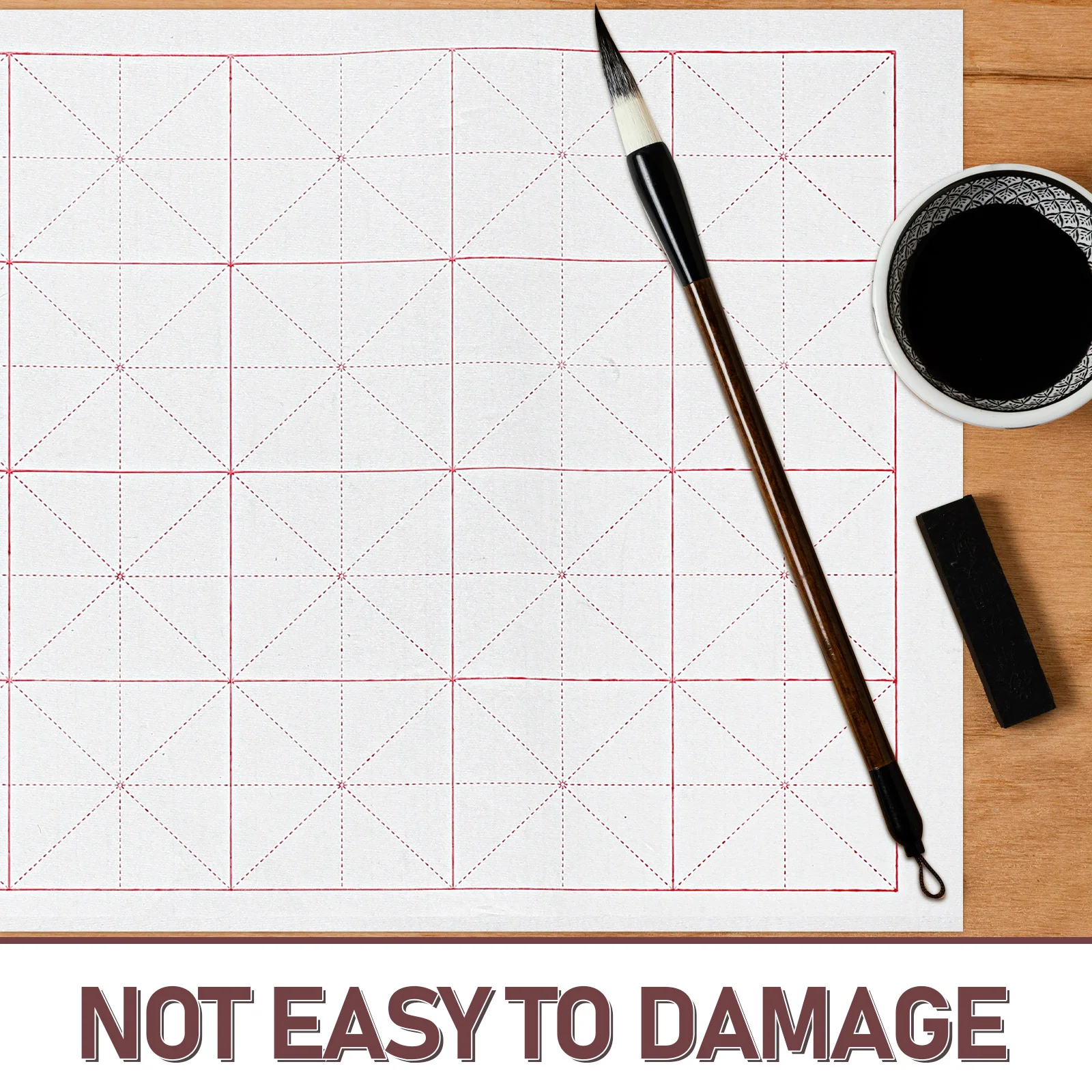 100 ورقة من ورق ممارسة الخط الصيني ورق شوان شبه خام للمبتدئين في الكتابة اليدوية لوازم فنية مقاومة للحبر #4