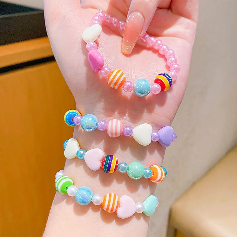 My Little Pony Kawaii Colorful Beaded Necklace Bracelet Girls Cute Creative No Hole Ear Clip Accessories Cartoon Jewelry Set