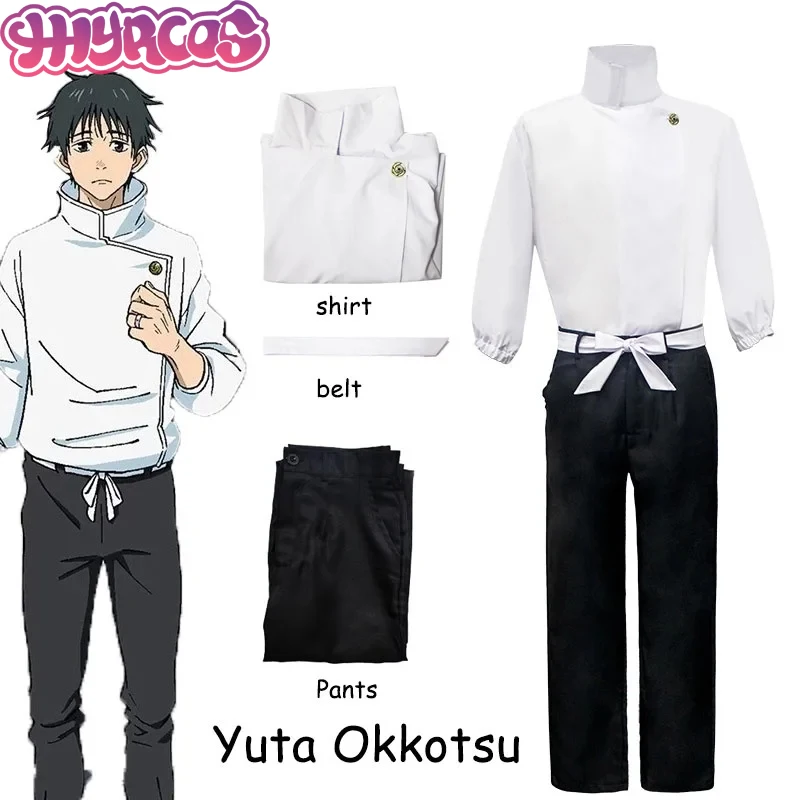 Anime Jujutsu Yuta Okkotsu Cosplay Costume Kaisen Okkotsu Yuta Cos Play Men Women Halloween Party Uniforms Tops + Pants + Belt