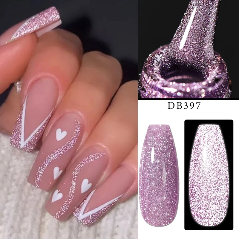 Mtssii 6ml Reflective Glitter Gel Nail Polish Winter Color Sparkling Sequins Soak Off UV LED Varnish Nail Art Decoration