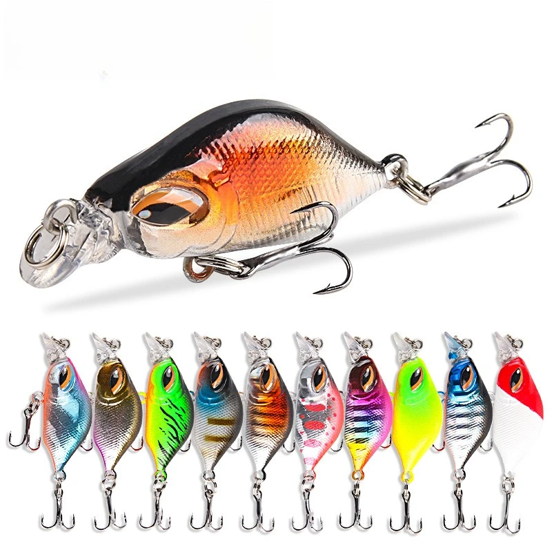 JOOYOO Zufällige Farbe 3 Stück Oberflächenköder Mini Fatty Minnow Harter Köder mit Dreifachhaken Gemischte Farben ABS-Material