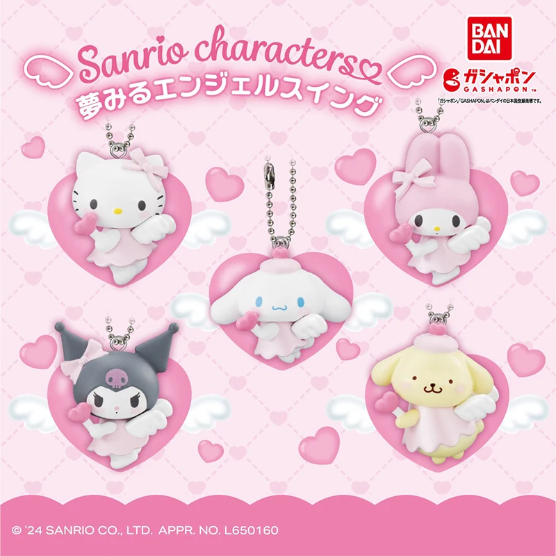 

Genuine Bandai Sanrio Gashapon Figures - Hello Kitty Mymelody Cinnamoroll Purin Action Model Keychain Backpack Birthday Gift