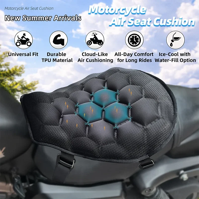 Motorcycle Gel Seat Cushion Motorcycle Seat Cushion 3D Honeycomb Anti-slip Moto Pressure Relief Ride Seat Pad Moto Accessories