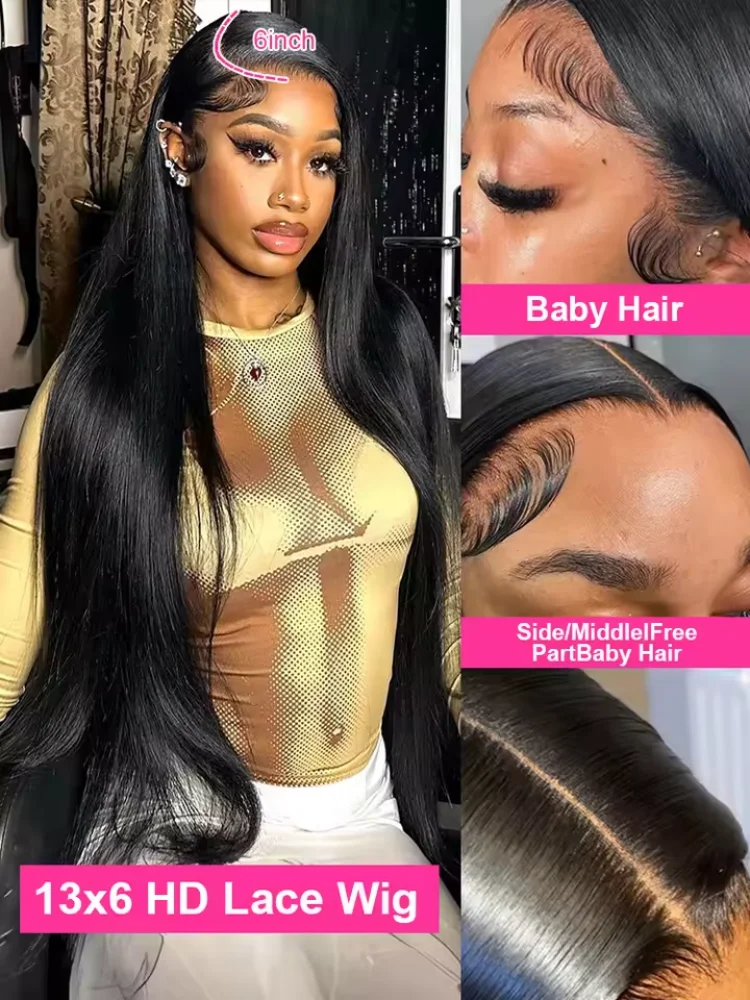 30 40Inch 250 Density Straight Lace Front Human Hair Wigs 13x6 HD For Women Glueless 13x4 Transparent Lace Frontal Wigs On Sale image 4
