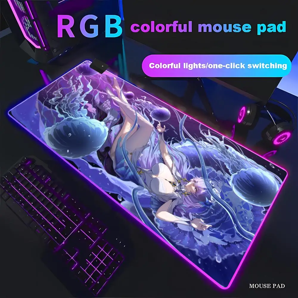 

Коврик для мыши Cantarella Wuthering Waves, для анимационных игр, RGB, игровой, HD, большой, с LED-подсветкой, XXL, для ПК, компьютерный, нескользящий, декоративный