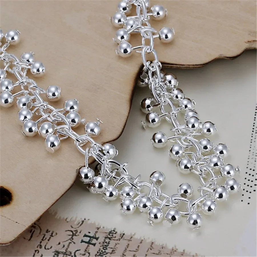 925 Silver Color Bracelets New Listings High quality Fashion Jewelry Christmas Gifts Grapes Pearl Bracelet