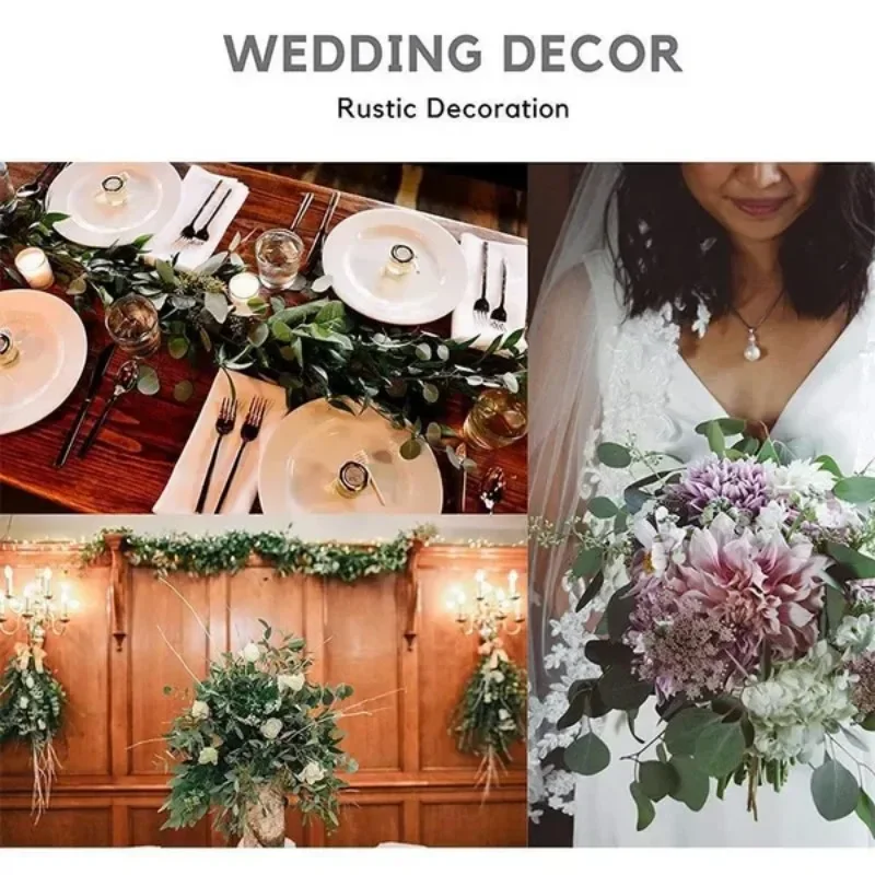 1 قطعة 2 متر أوراق الأوكالبتوس الديكور الأوكالبتوس جدار ديكور الفضة الدولار الأوكالبتوس الخضرة يترك فاينز نبات لقوس الزفاف #6