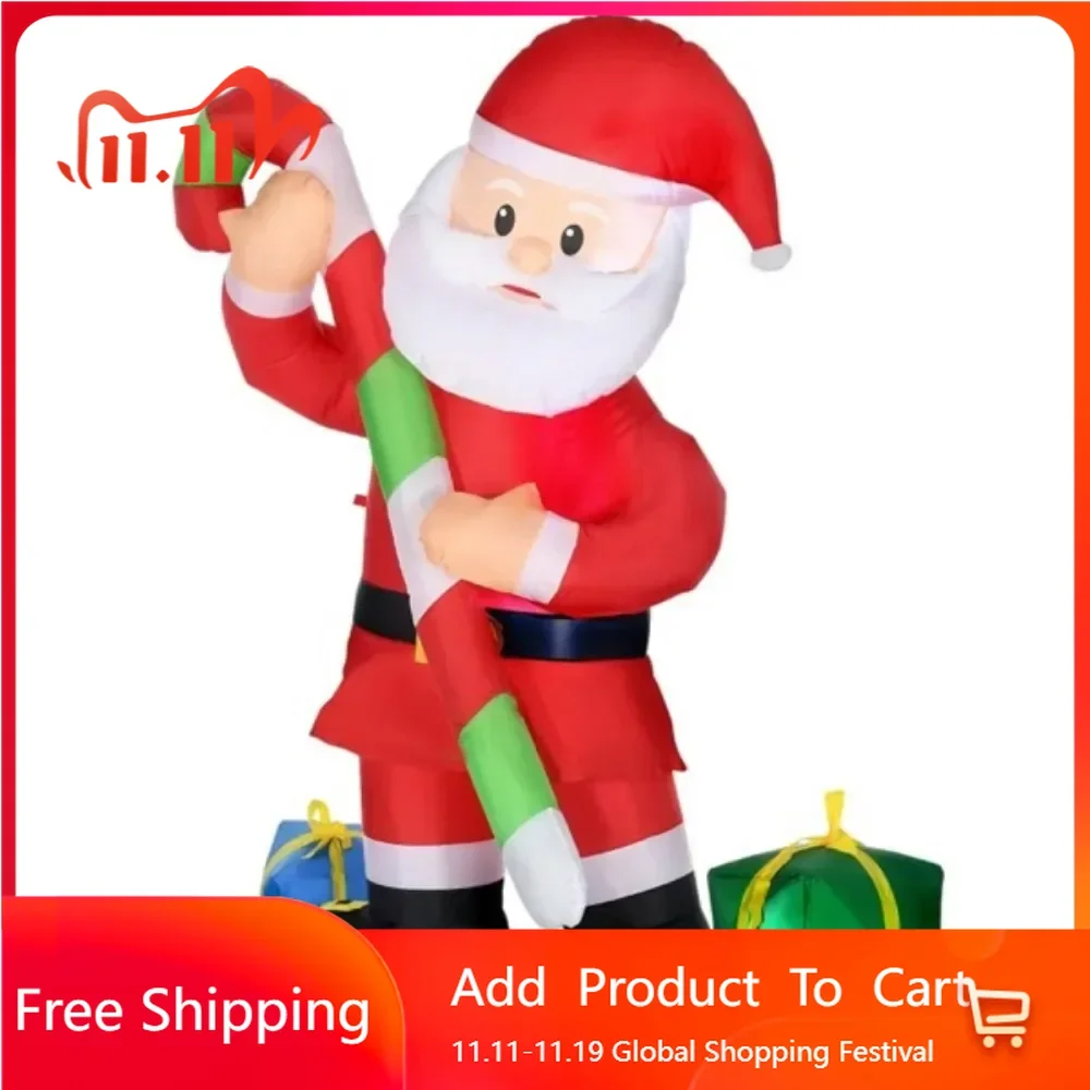 

Christmas ornaments: Santa Claus, inflatable with big canes, candy and gift boxes for easy storage of white LED lights