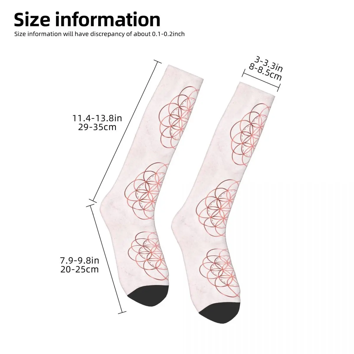 Bas absorbant la sueur Harajuku, chaussettes longues toutes saisons, fleur de vie, accessoires pour hommes et femmes, cadeaux de Noël