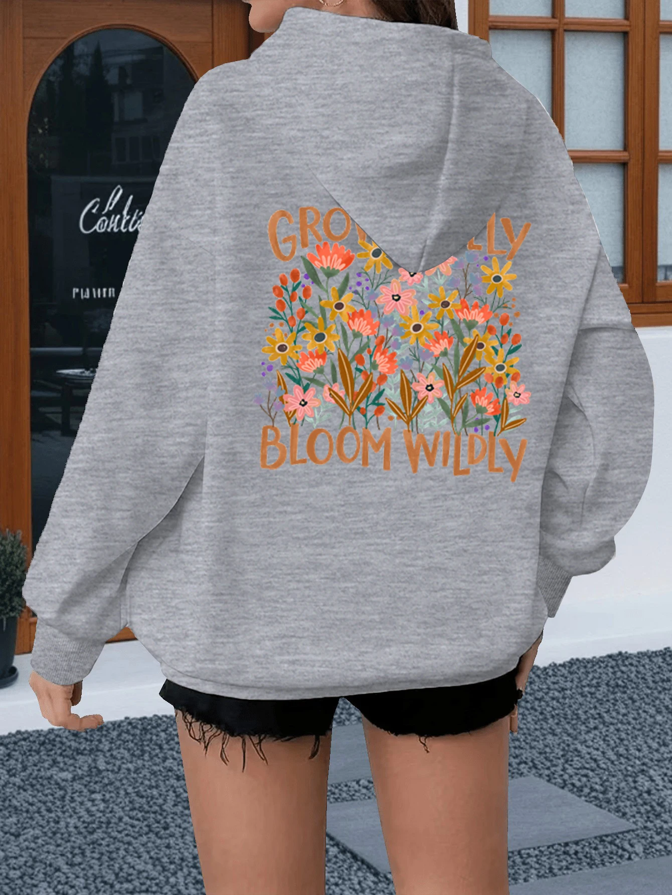 بوهو ديزي الزهور البلوز "النمو بحرية يزهر البرية" الزهور البرية الاتجاه هوديي المرأة طويلة الأكمام خمر الأزهار بوهيميا هودي #4