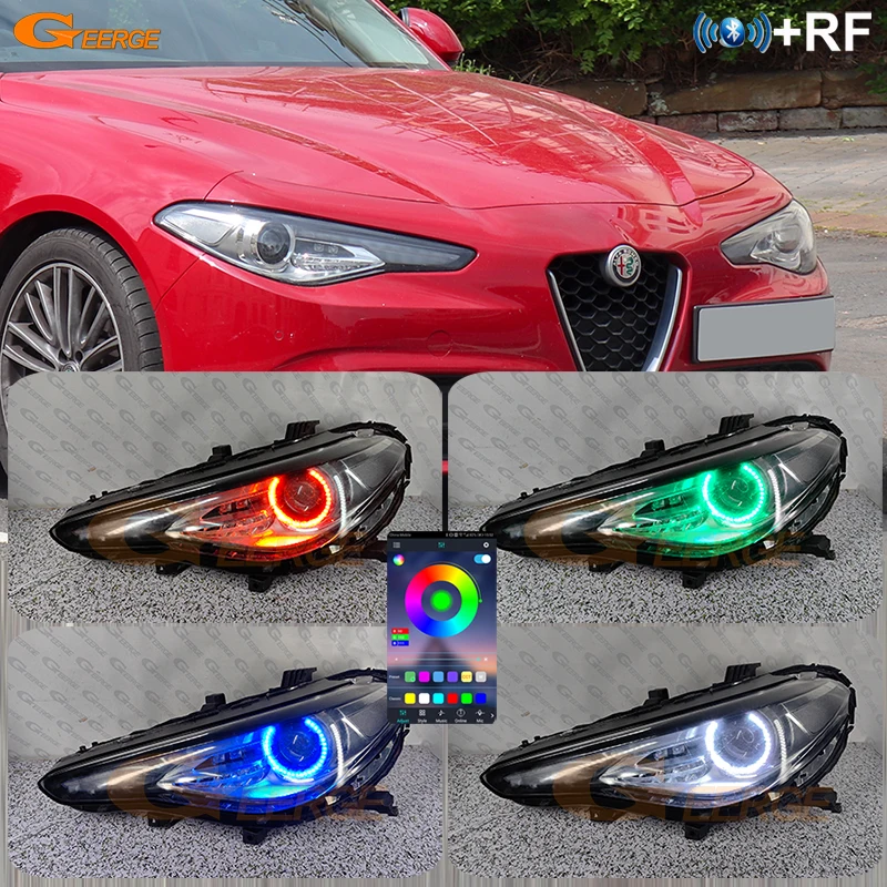 For Alfa Romeo Giulia 952 Stelvio 949 2016 - 2021 2022 Bluetooth App Ultra Bright Multi-Color RGB Led Angel Eyes Kit Halo Rings