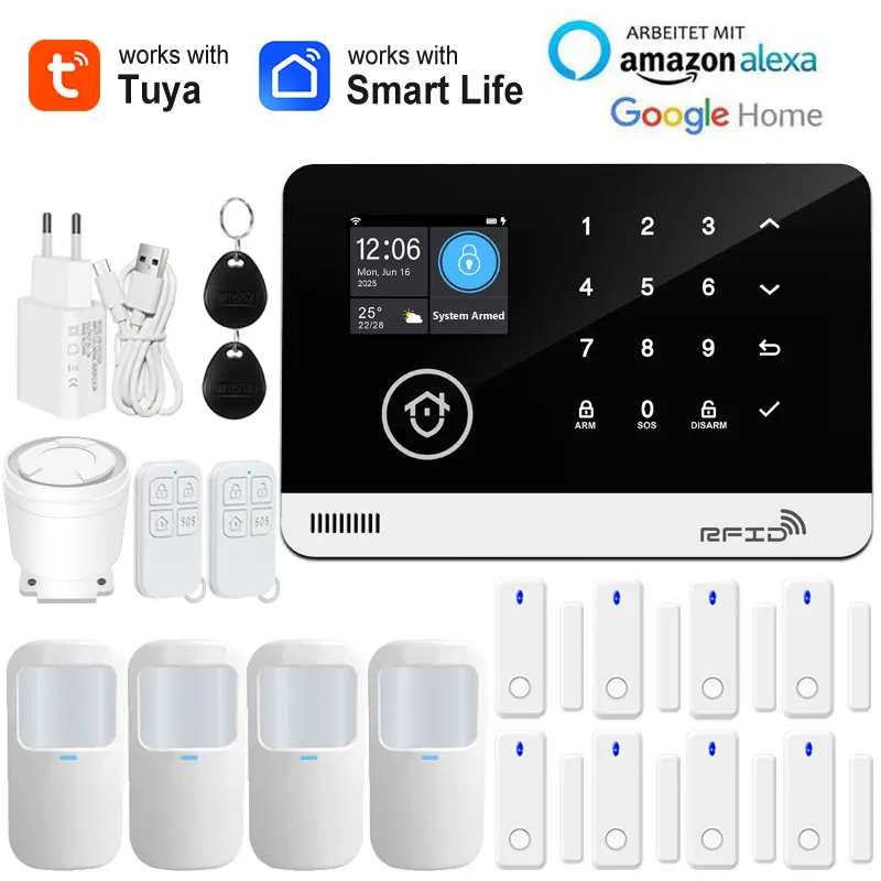 Tuya Smart WiFi GSM Home Security Alarm System - Touch Keyboard RFID APP Control Wireless Anti-Theft with Volume Adjustable image 3