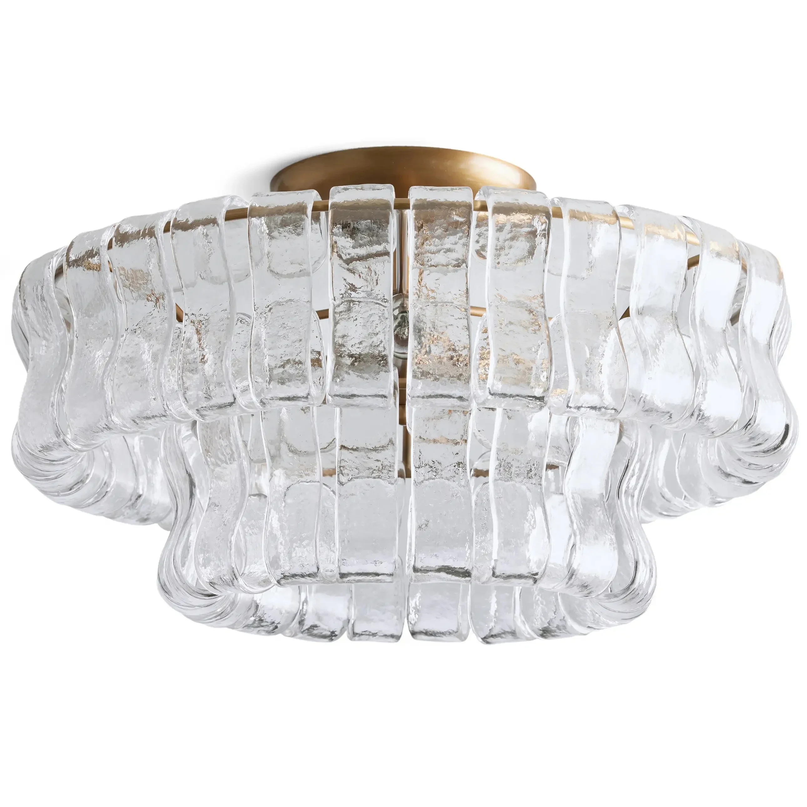 

French Luxury High-End Clear Glass Ghiaccio Flush Mount for Living Room Bedroom Restaurant Main Ceiling