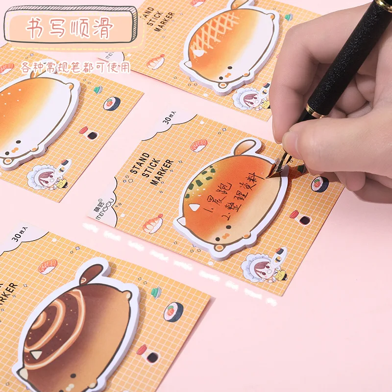 Cute Bread Shape Memo Pad, Notas pegajosas dos desenhos animados, Creative N Times, Student Message Pad, Material Escolar Kawaii, Papelaria