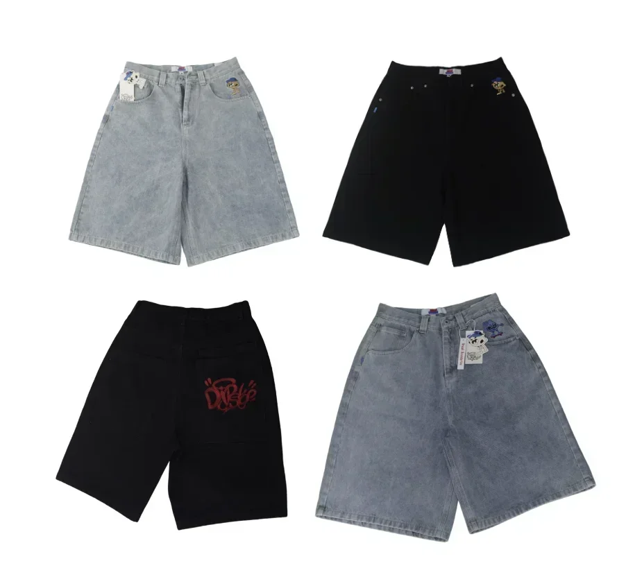 

2025 new drip stone Y2K loose denim shorts men's pattern hip-hop street Harajuku men's European and American style fashion brand