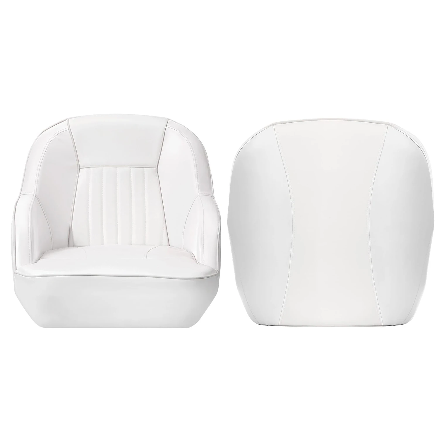 Pontoon Boat Captain Bucket Seat, High Back PVC Leather Fishing Chair With Armrests For Jon Boats, Speedboats Pedestal Base Fits
