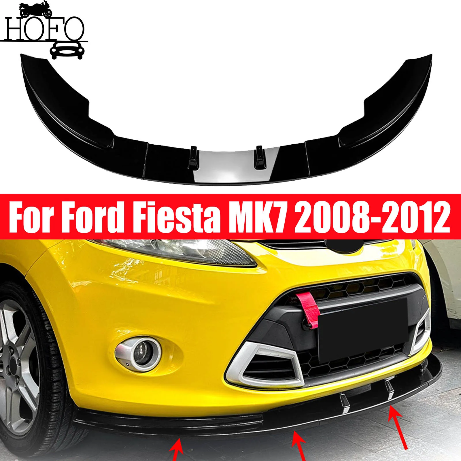 

Front Lip Spoiler -Glossy Black Body Kit Bumper Trim Exterior Styling Car Accessories For Ford Fiesta MK7 2008-2012
