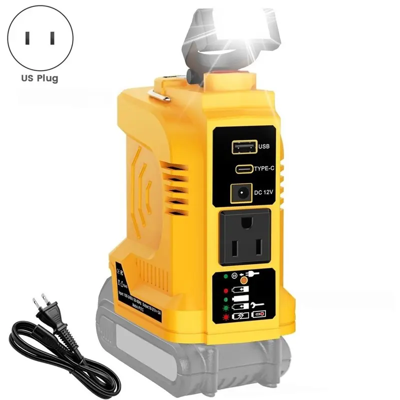 A02M-Power Inverter 18V To 110V For Dewal 20V Battery USB-C US Plug