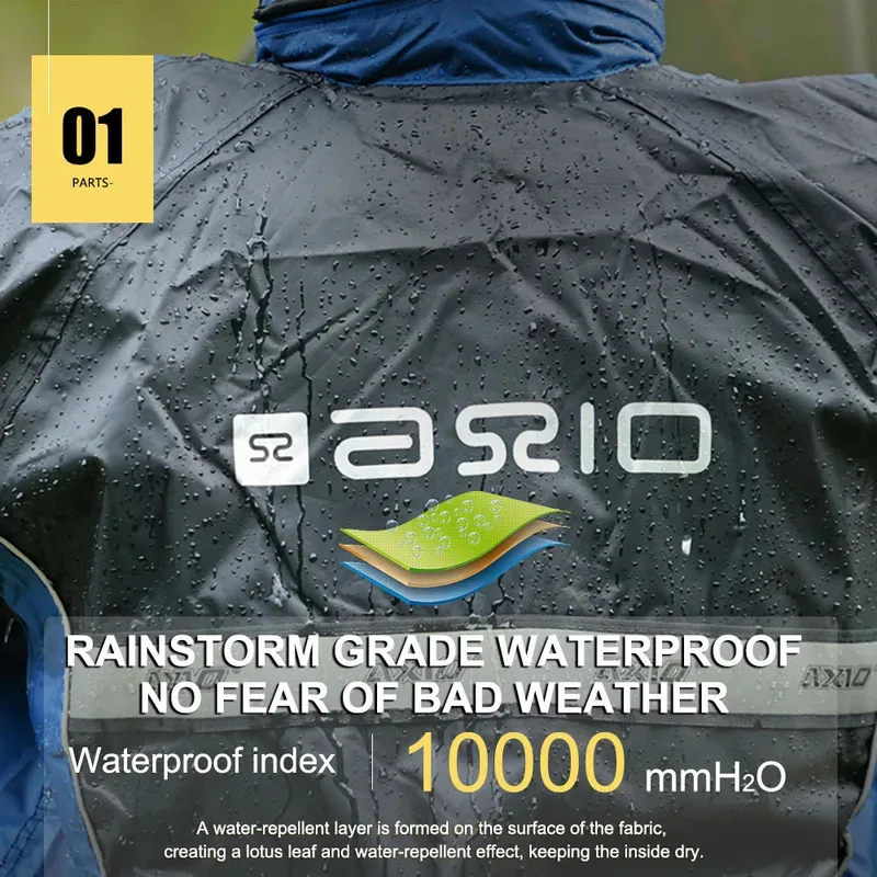 AXIO Mens Waterproof Motorbike Cycling Raincoat Clothing for Men Lightweight Breathable Quick-Drying Motocross Riding Rain Suit