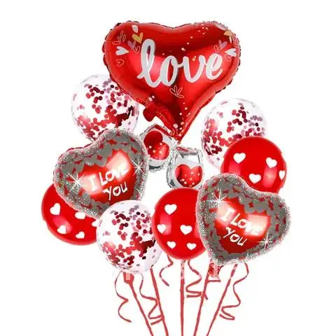 

1Valentine's Day Anniversary Decoration Wedding Party Supplies Heart Helium Globos Lovers Gifts I Love You Foil Balloons Set