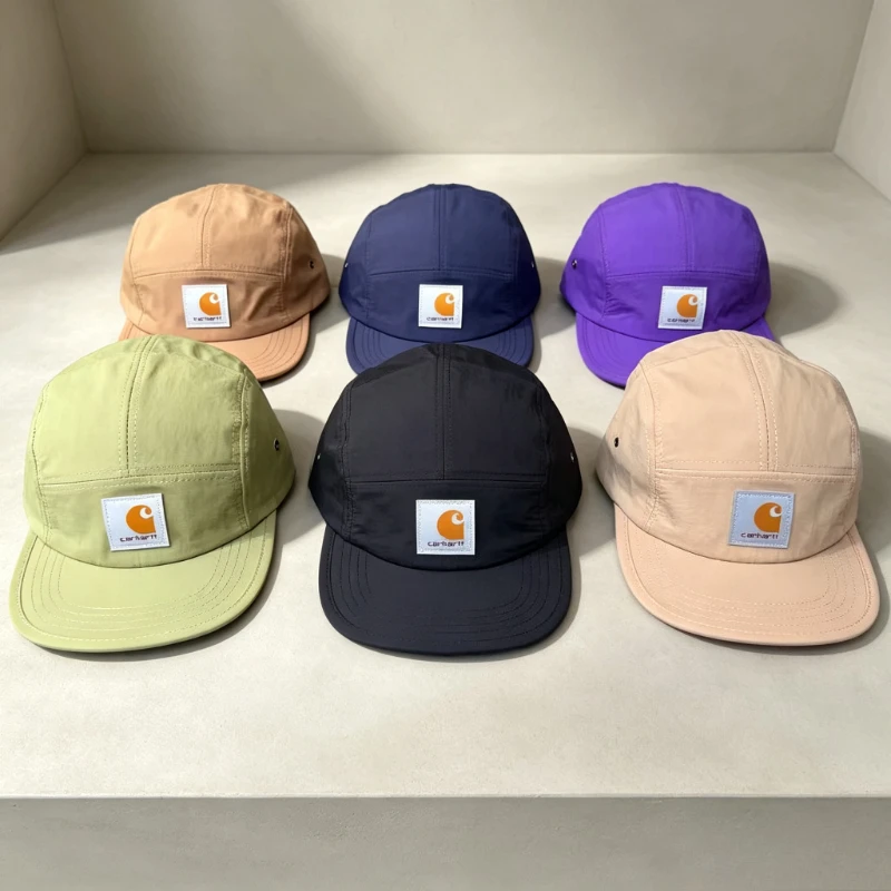 2026 Lightweight Breathable Five-Piece Flat-Brim Baseball Cap Quick-Dry Outdoor Unisex Retro Style Face Slimming Color Hat Moto