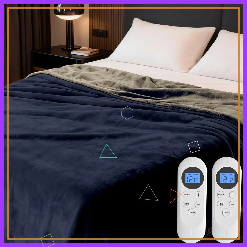 

Queen Size Heated Blanket 84x90 Electric Heating Soft Flannel Dual-Sided Machine Washable 12 Heat Levels Auto Off