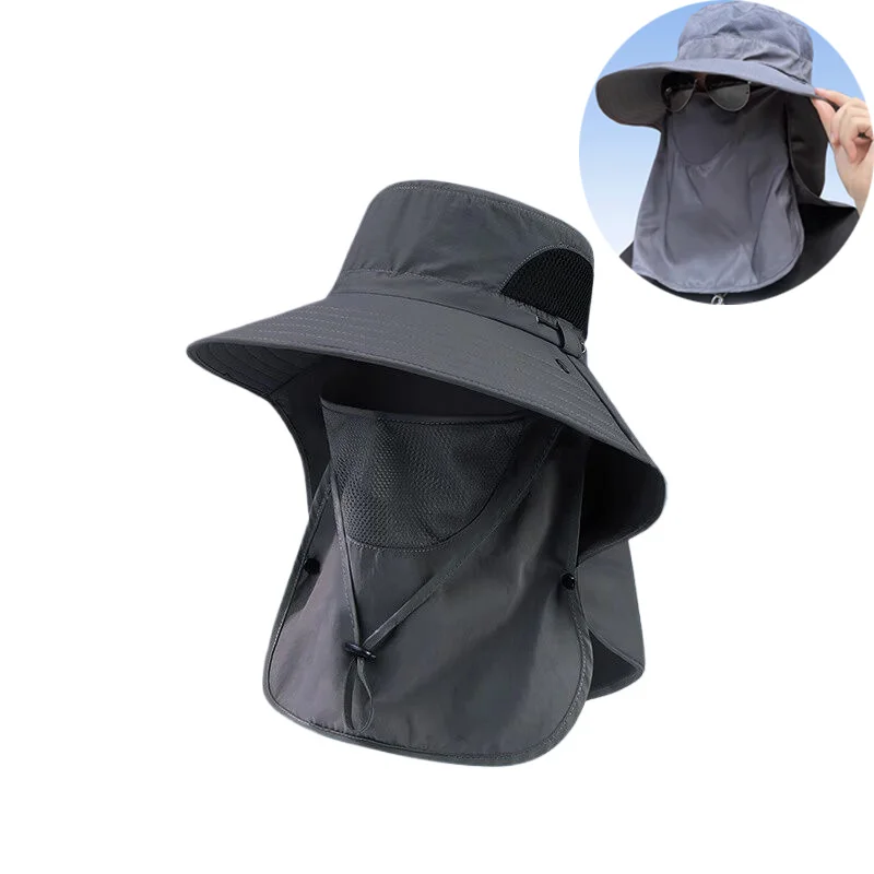 Outdoor Fishing Oversized Brim Sun Hat Mask All-in-one UV Protection Fisherman's Hat Hunting Sun Hat Neck Guard UV Flap Hat