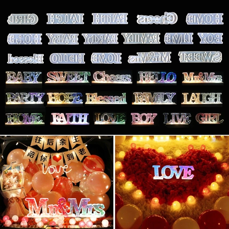 Unique Epoxy Resin Word Sign Casting Molds for DIY Table Decorations Wall Art Hanging Thanksgiving Xmas Gift Ideas