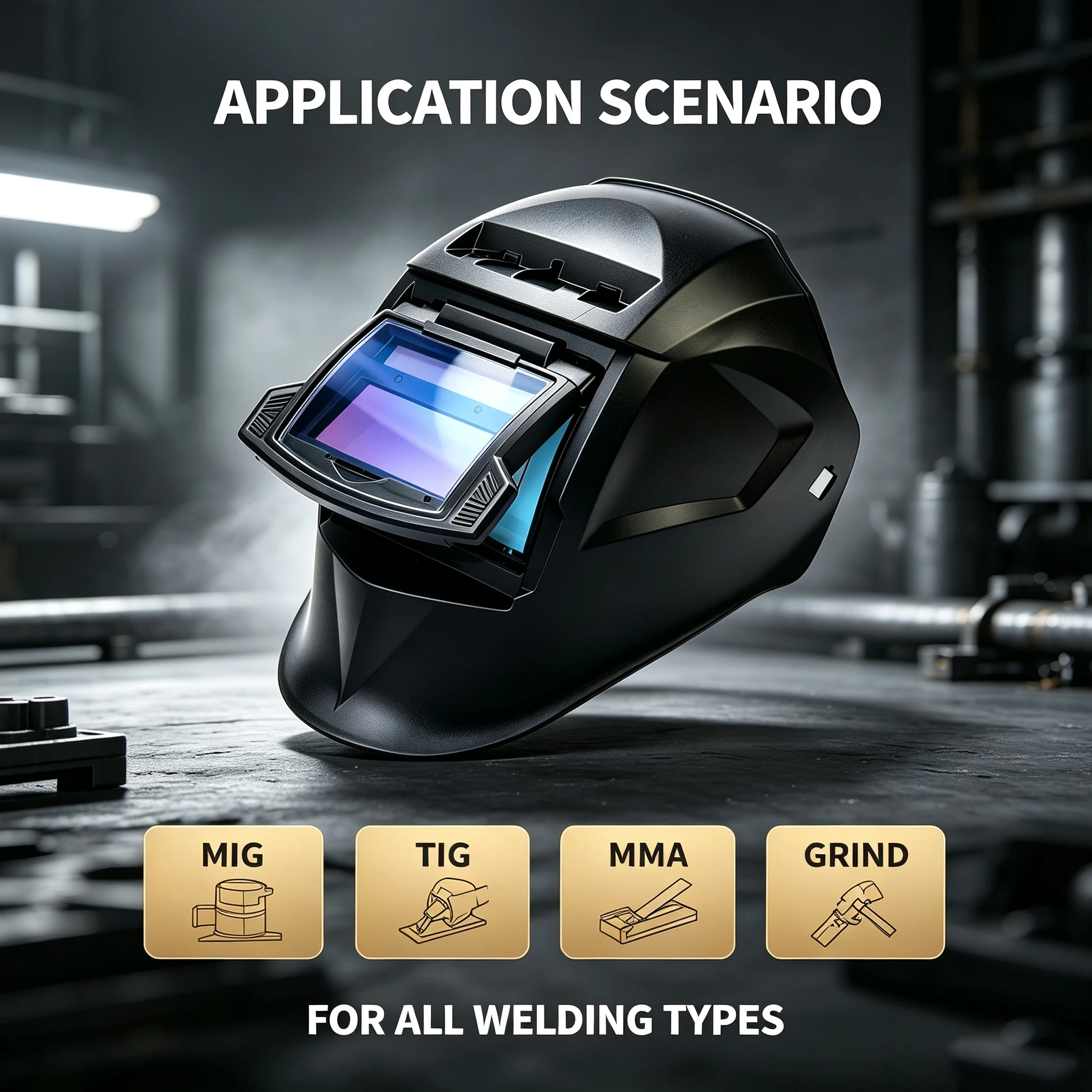 Auto Darkening Welding Helmet 1/1/1/2 True Color Solar Powered Welder Hood, Wide Shade 4/5-9/9-13