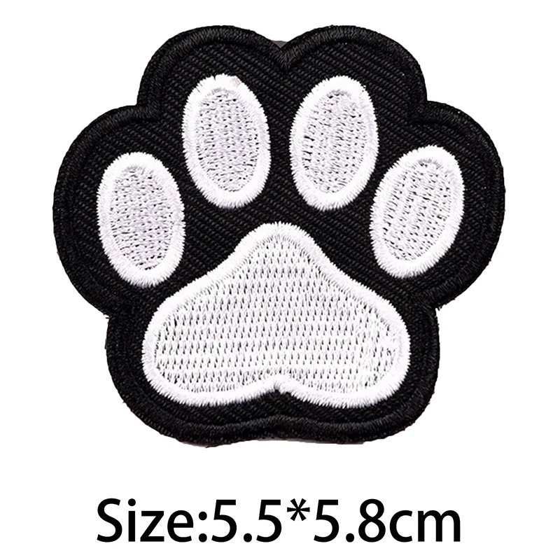 5pcs Dog Paw Embroidered Patches Iron On Patches Girls Boys Clothes Stickers Sewing Backpack Cute Cat Claw Badge Accessories