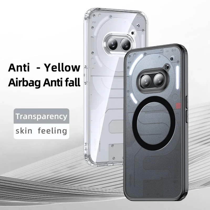 Crystal Translucent Armor Shockproof Case For Nothing Phone 2A TPU Frame Hard Plastic Magnetic Wireless Charging Back Cover