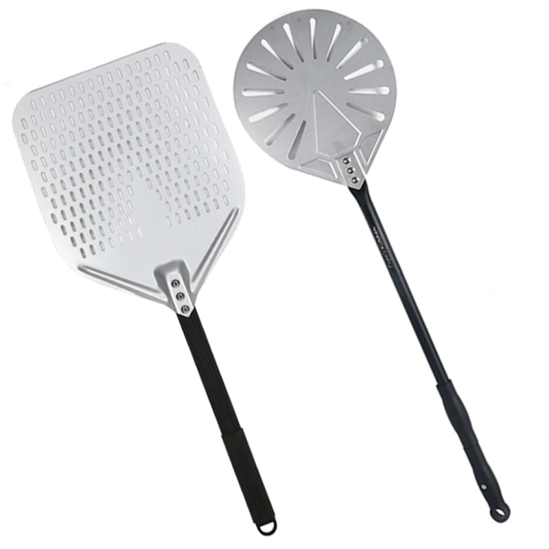 PizzAtHome 9 inch Perforated Pizza Turning Peel with Rectangular Pizza Peel Set Pizza Shovel Aluminum Detachable Pizza Peel