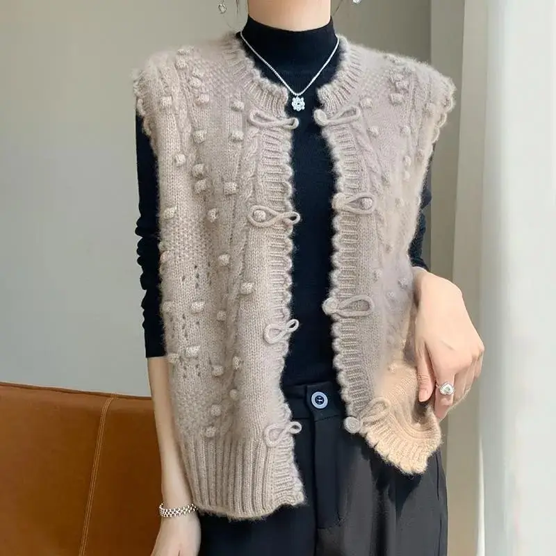 

Vintage Harajuku Knit Vest Women's Soft Wool Sweater Sleeveless Knit Cardigan Single-Breasted Coat Designer Autumn Top Waistcoat