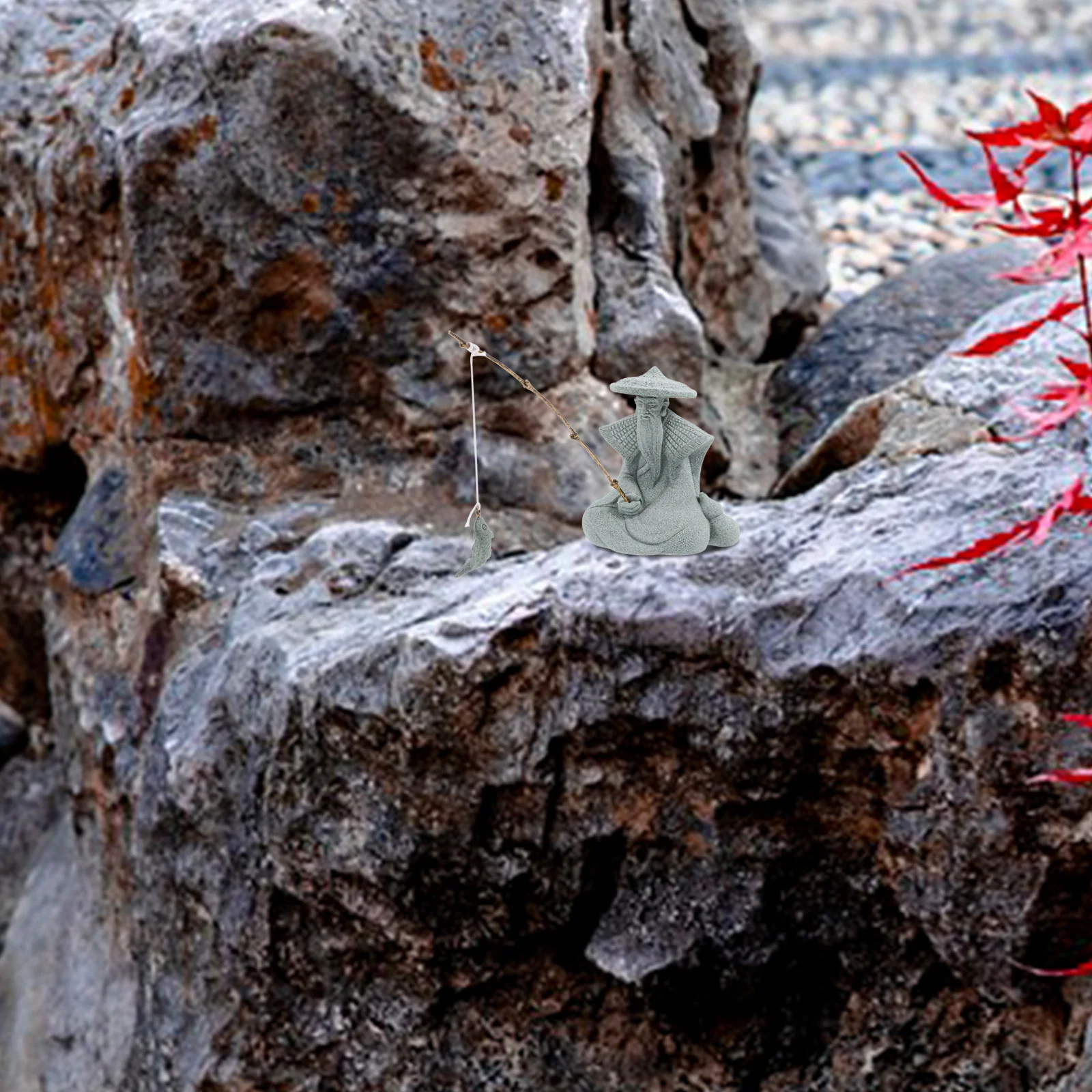

Mini Resin Fisherman Statue Chinese Decor Fish Tank Aquarium Garden Bonsai Decorative Ornament Fishing Statue Chinese Decor