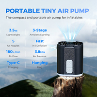 Portable Air Pump, Mini Air Inflator with Camping Light, USB-C Charging, for Sleeping Pads, Air Mattress, Vacuum Bags, Pool Toys