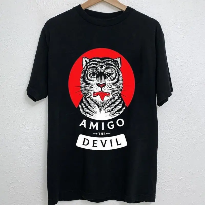 Amigo el tigre del diablo camiseta negra Retro PP08