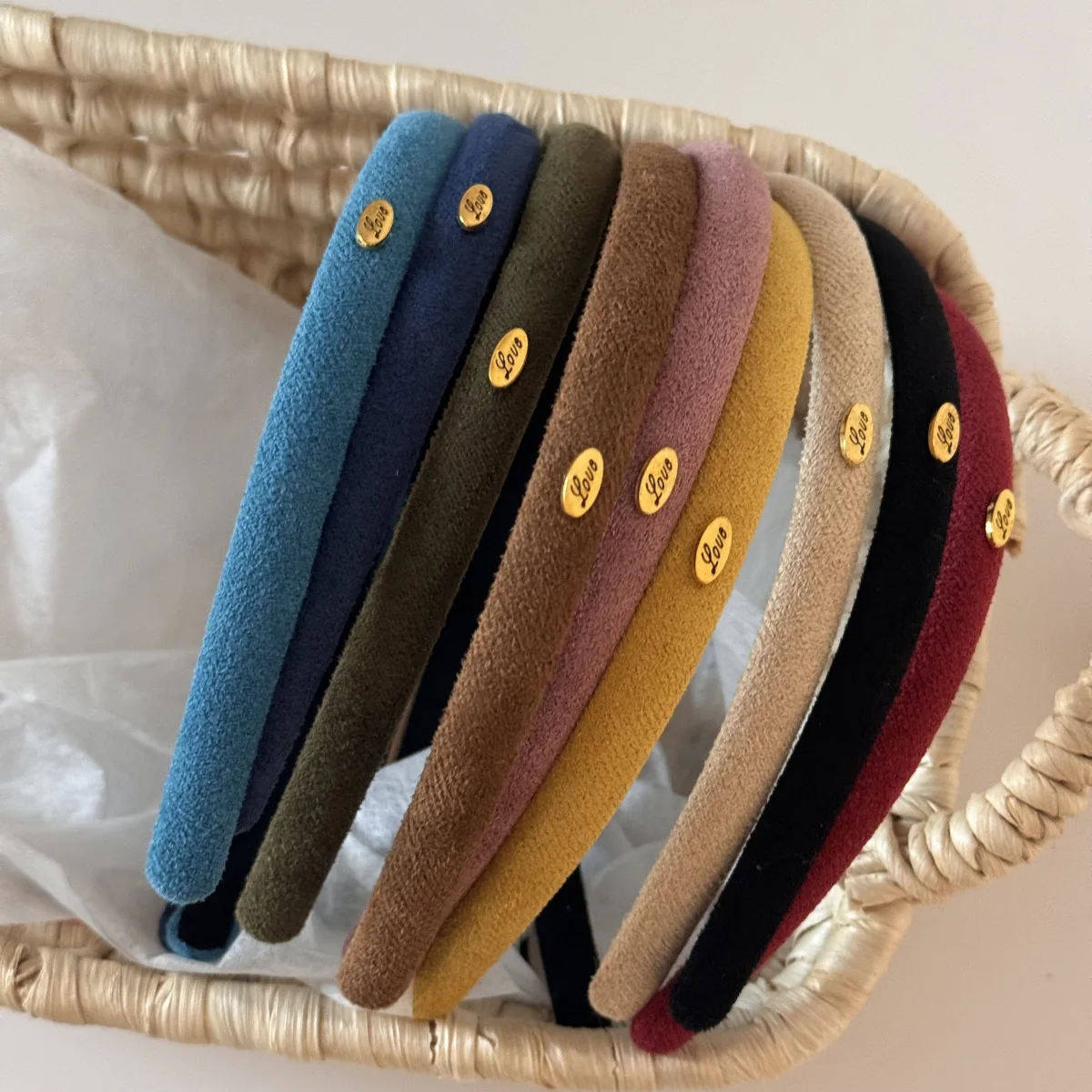 1Pcs Samt Textur Feine Haar Hoop Multi Farbe Einfache Liebe Logo Haar Hoop frauen Täglich Vielseitige Kopfbedeckung haar Bands – Detail 3