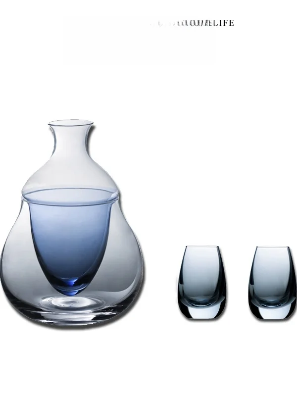Trendy Japanese Style Sake Cup Warmer Wine Pot Cold Wine Ice Wine Pot Souzou Glass Material Pure Color Popular Element
