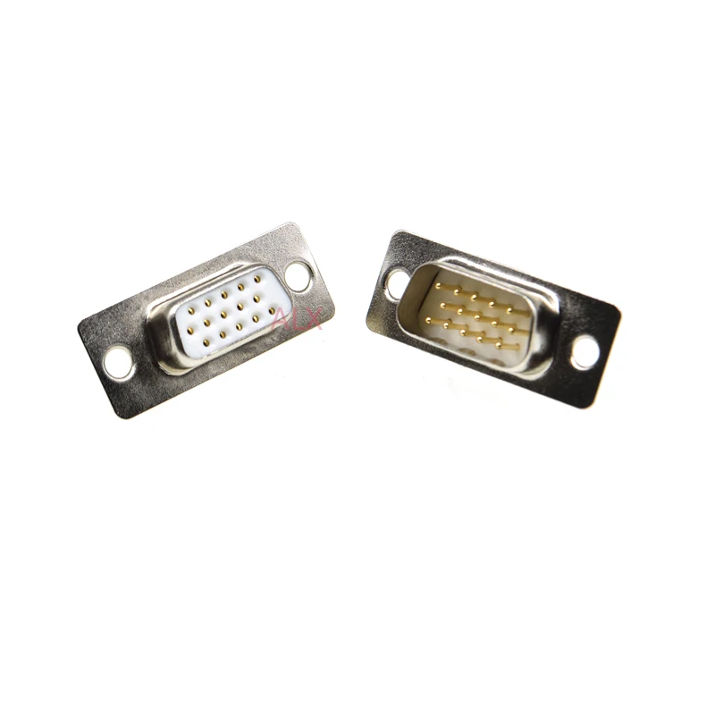 1pcs 3u Gold Plated Solid Pin Db15 3 Row Male Female Vga Connector Solder Type d-sub 15pin Adapter 15p