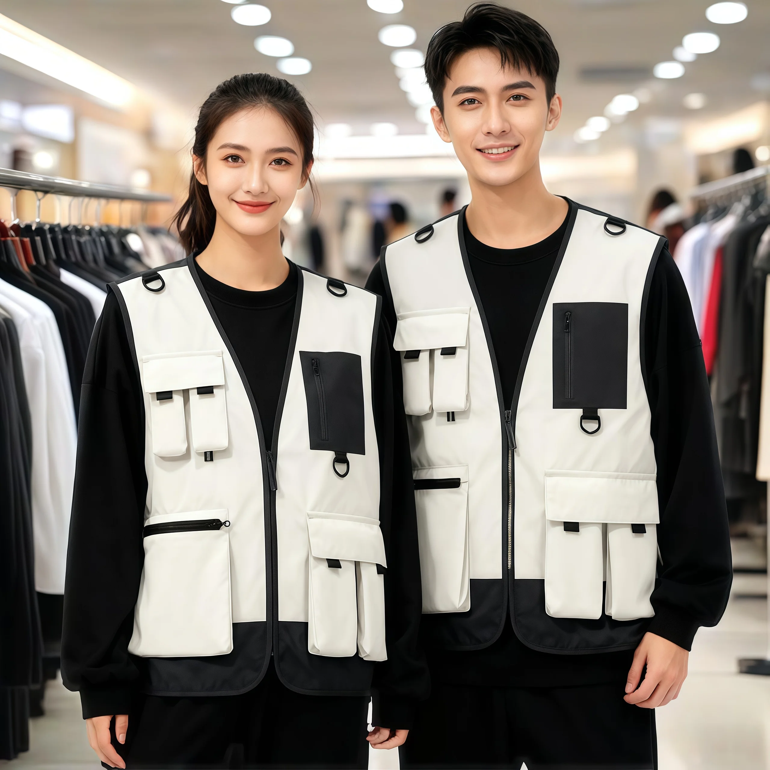 2026 Hi-Vis Work Vest Emergency Rescue Volunteer Logo Multi-Pocket Communication Outdoor Workwear