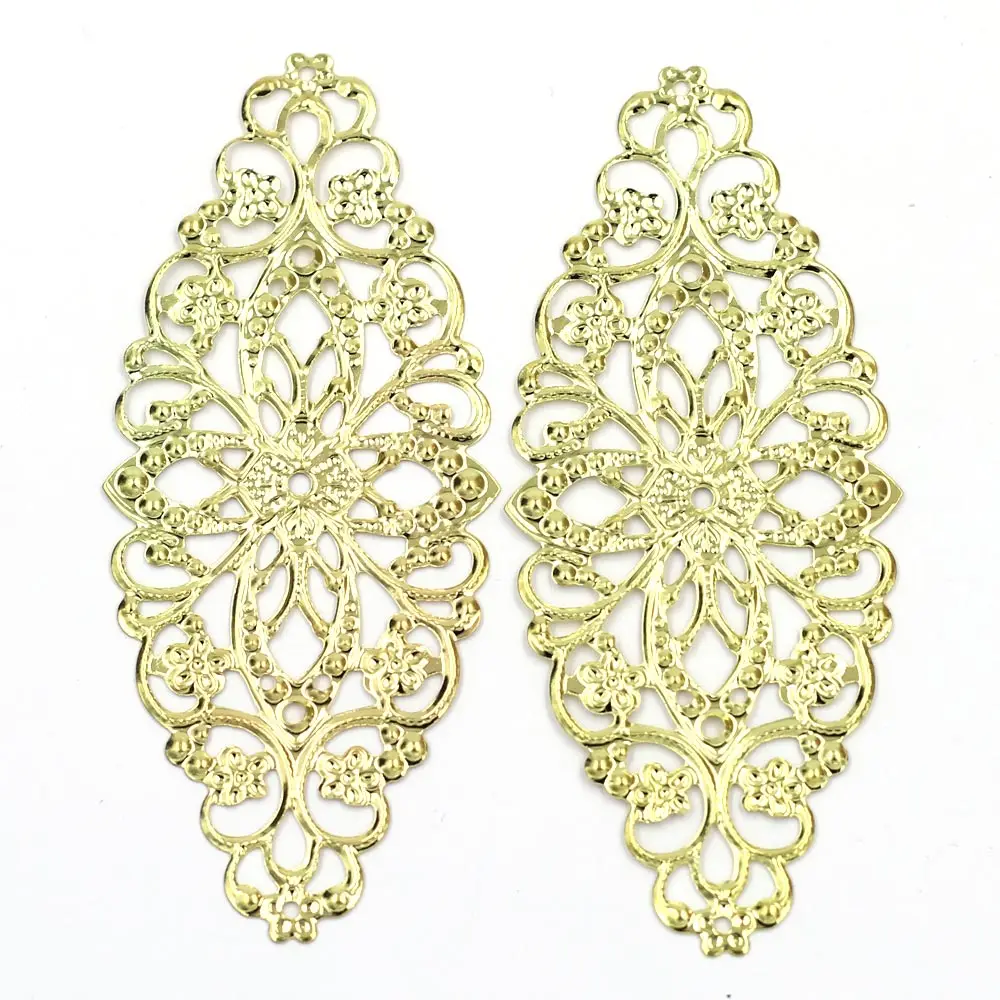 

Gold Plated Connectors Filigree Wraps Flower Classic Alloy Decoration Jewelry DIY Making Finding 80x35mm