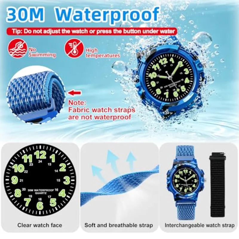 Socico Sports Quartz Watch for Girl Boy Military Digital Quartz Children Dual Display Waterproof Kids Wristwatches