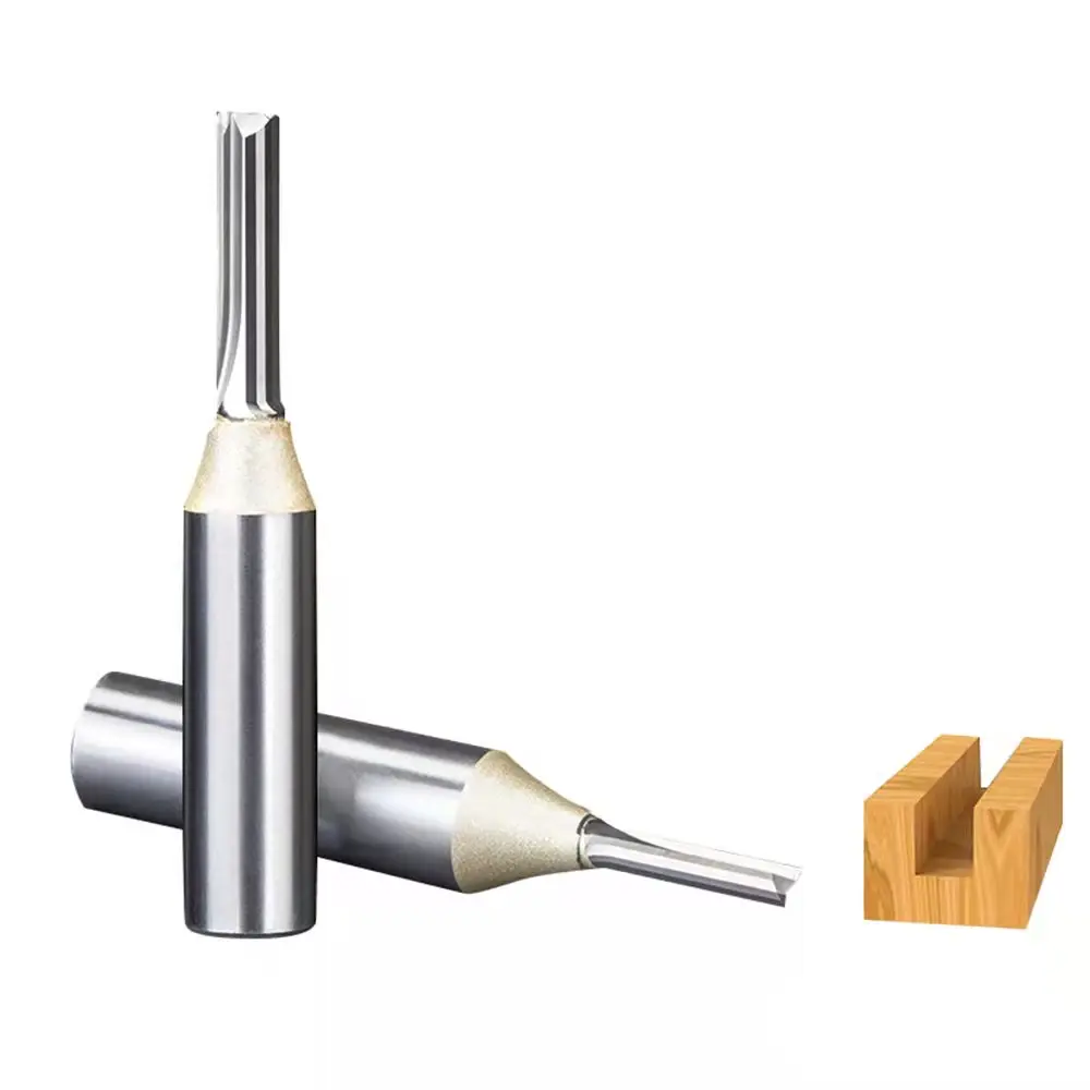 

CNC TCT 2 Flute Straight End Mill Woodworking Tool Carbide Cutter 1/2" 1/4"Shank Router Bit For MDF Plywood Chipboard Slot Drill