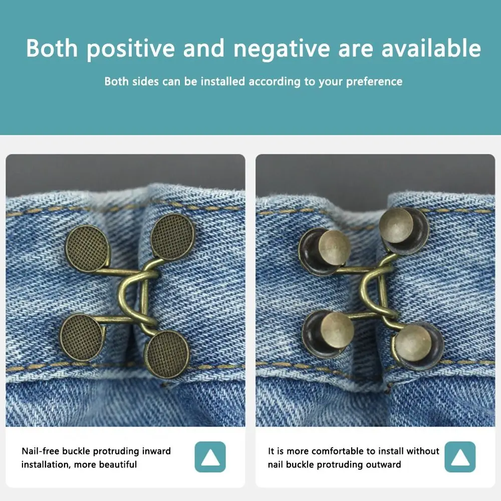 2pcs Women Men Easy To Install Sewing Accessories Pant Waist Buttons Button Clip Adjustable Button Pins Pant Waist Tightener